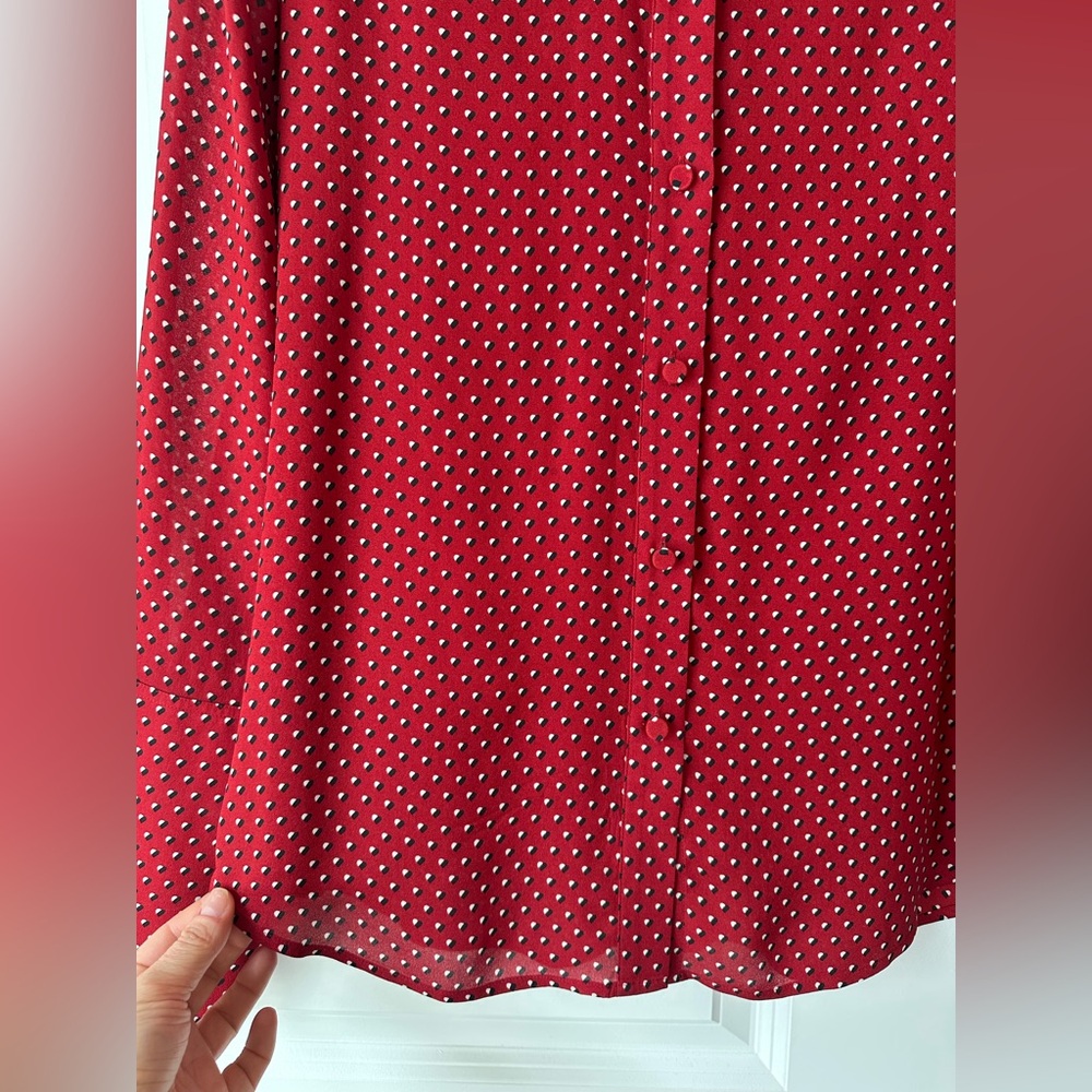FRAME Women’s Heart Print Silk PJ Blouse Red NWOT (Size M) - Picture 4 of 10